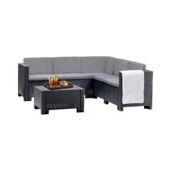 Set Da Esterno|Salotti Da Giardino > Dmora Set salotto da esterno Camerota, Made in Italy, Antracite Nero Antracite