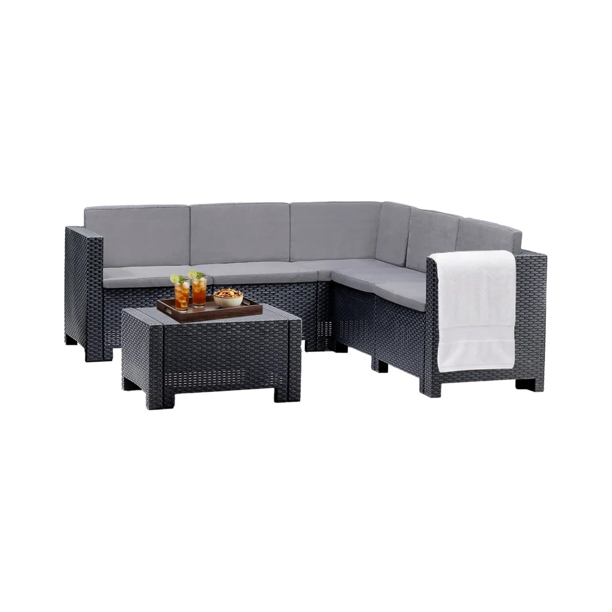 Set Da Esterno|Salotti Da Giardino > Dmora Set salotto da esterno Camerota, Made in Italy, Antracite Nero Antracite