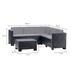 Set Da Esterno|Salotti Da Giardino > Dmora Set salotto da esterno Camerota, Made in Italy, Antracite Nero Antracite