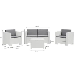 Set salotto da esterno Camisano, Made in Italy, Bianco