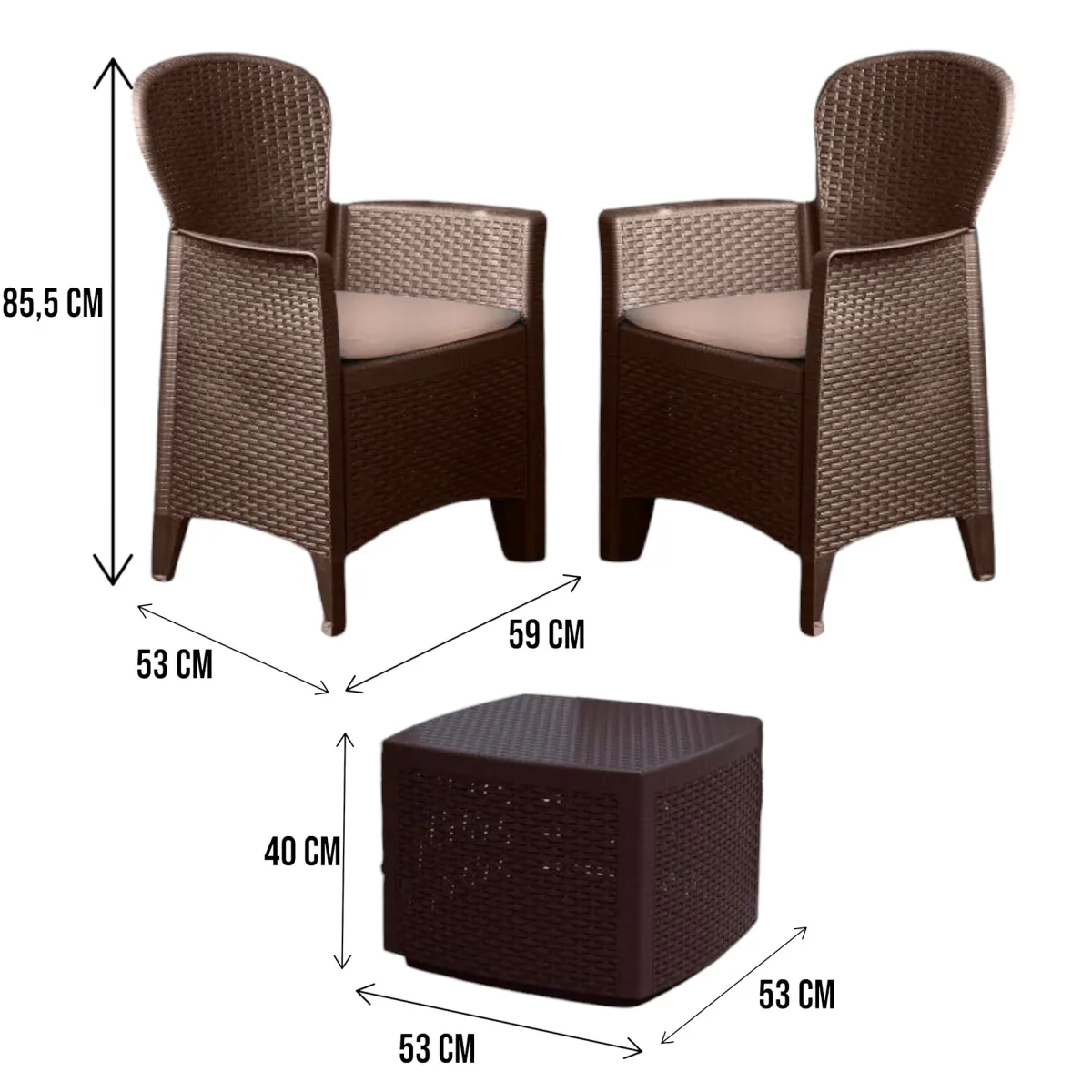 Outdoor > Dmora Set salotto da esterno Dakain, 100% Made in Italy, Marrone