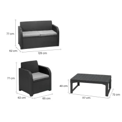Set salotto da esterno Joliette, 129x62 h77 cm, Antracite