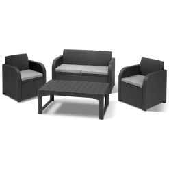 Set salotto da esterno Joliette, 129x62 h77 cm, Antracite