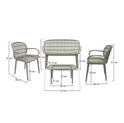 Set Da Esterno|Salotti Da Giardino > Dmora Set salotto da esterno Jurij, Tortora Grigio Tortora
