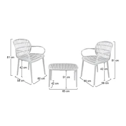 Set salotto da esterno Kupang, Bianco