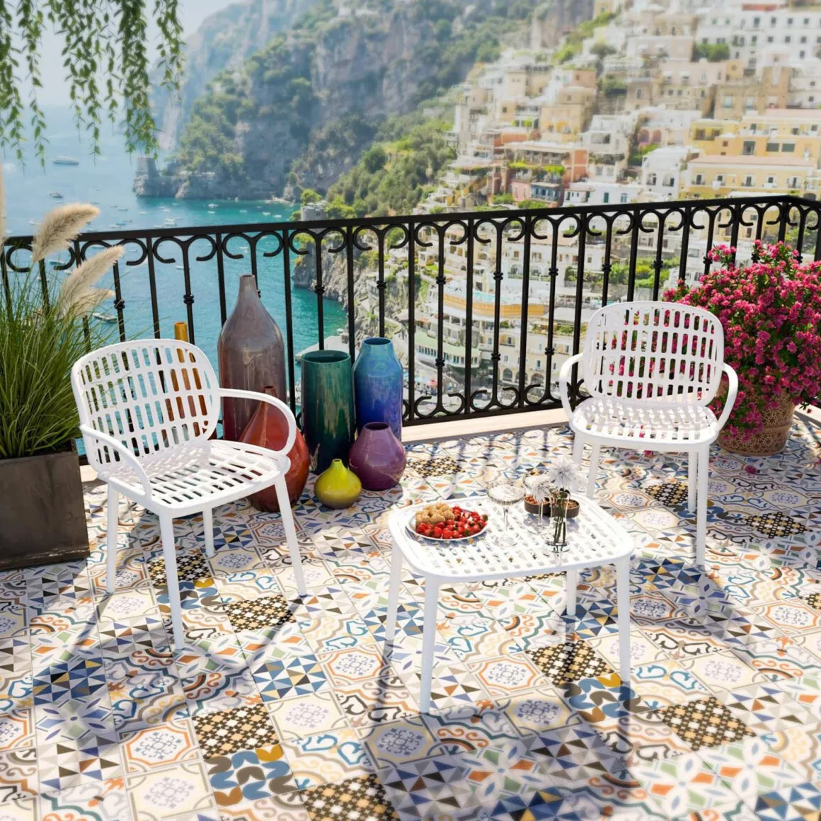 Set salotto da esterno Kupang, Bianco