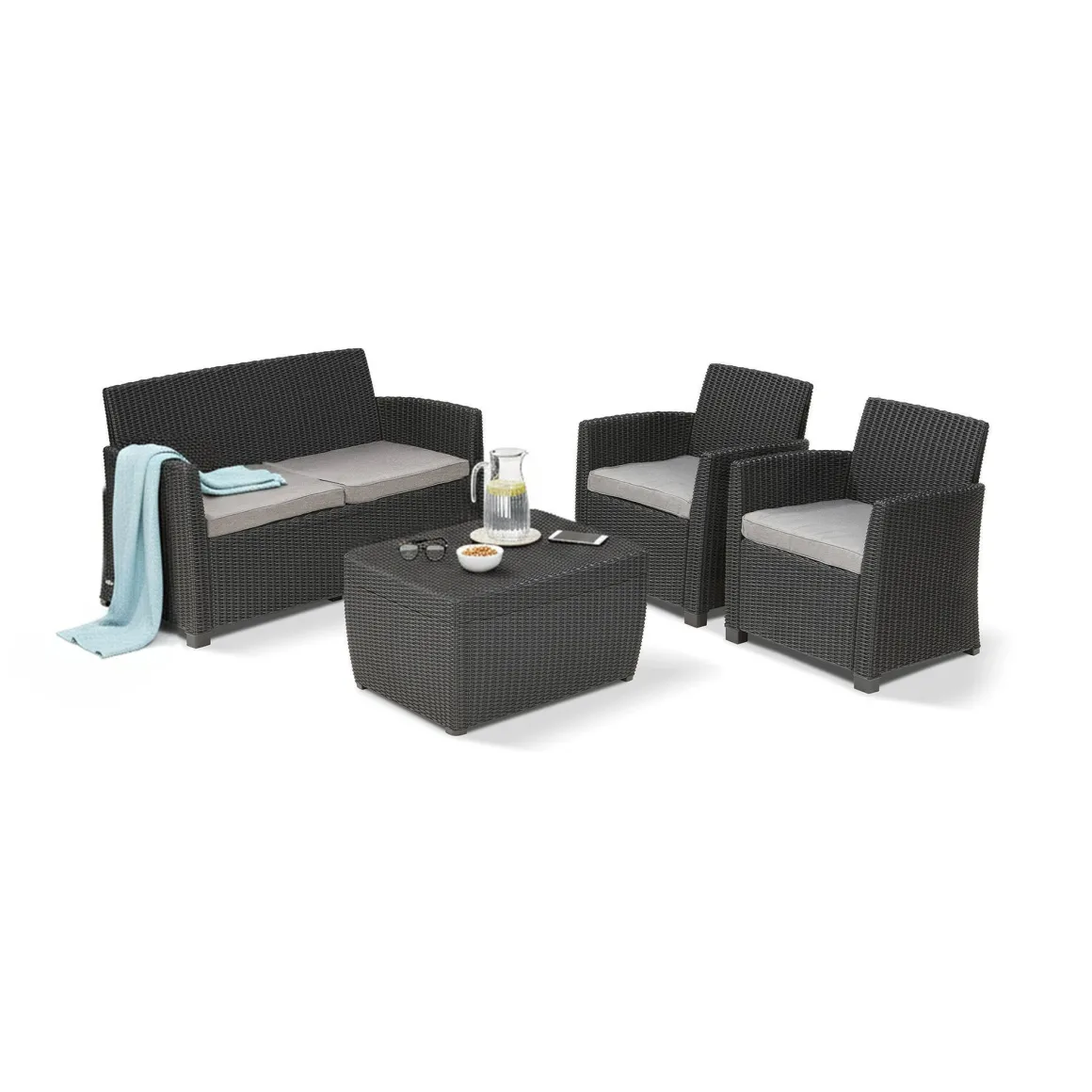 Set salotto da esterno Langley, 135x72 h76 cm, Antracite