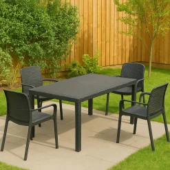 Set Da Esterno|Salotti Da Giardino > Dmora Set salotto da esterno Lograto, Made in Italy, Antracite Nero Antracite