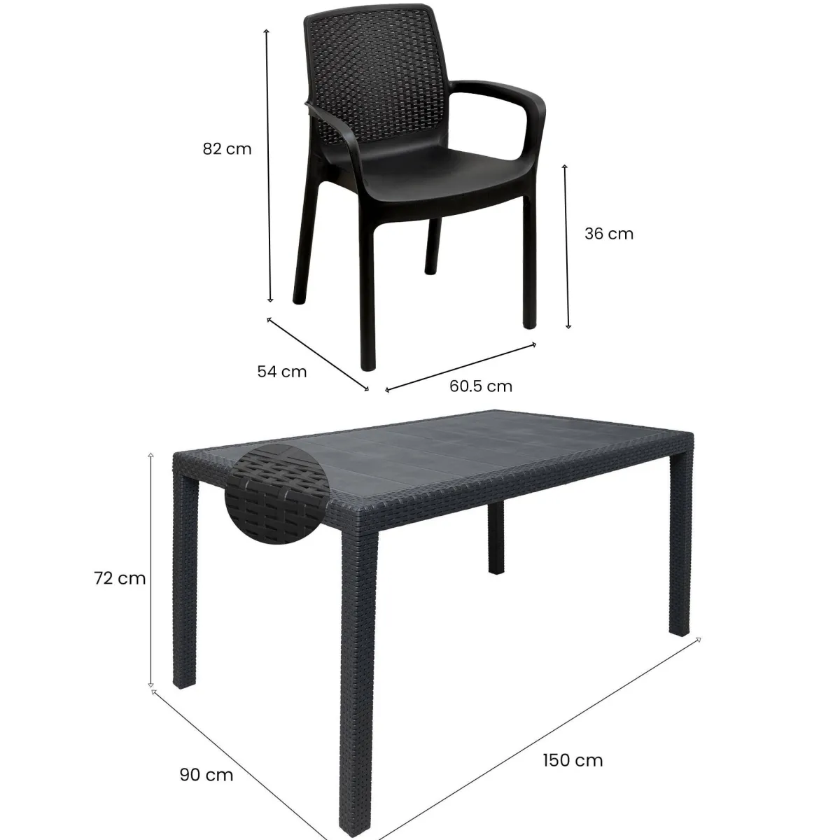 Set Da Esterno|Salotti Da Giardino > Dmora Set salotto da esterno Lograto, Made in Italy, Antracite Nero Antracite