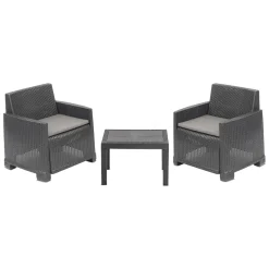 Set Da Esterno|Salotti Da Giardino > Dmora Set Salotto da Esterno 2 Posti un Tavolino, Cuscini Inclusi - Rosta Nero Antracite
