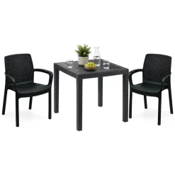 Set Da Esterno|Salotti Da Giardino > Dmora Set Salotto da Esterno 2 Posti un Tavolino, Made in Italy - Ben Nero Antracite
