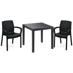 Set Da Esterno|Salotti Da Giardino > Dmora Set Salotto da Esterno 2 Posti un Tavolino, Made in Italy - Ben Nero Antracite