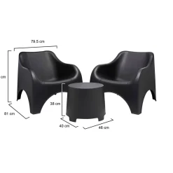 Set Da Esterno|Salotti Da Giardino > Dmora Set Salotto da Esterno 2 Posti un Tavolino, Tavolo Tavolino Contenitore Made in Italy - Ranica Nero Antracite