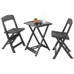 Set Salotto da Esterno Nero Antracite 2 Posti un Tavolino, set Pieghevole Made in Italy - Cassville