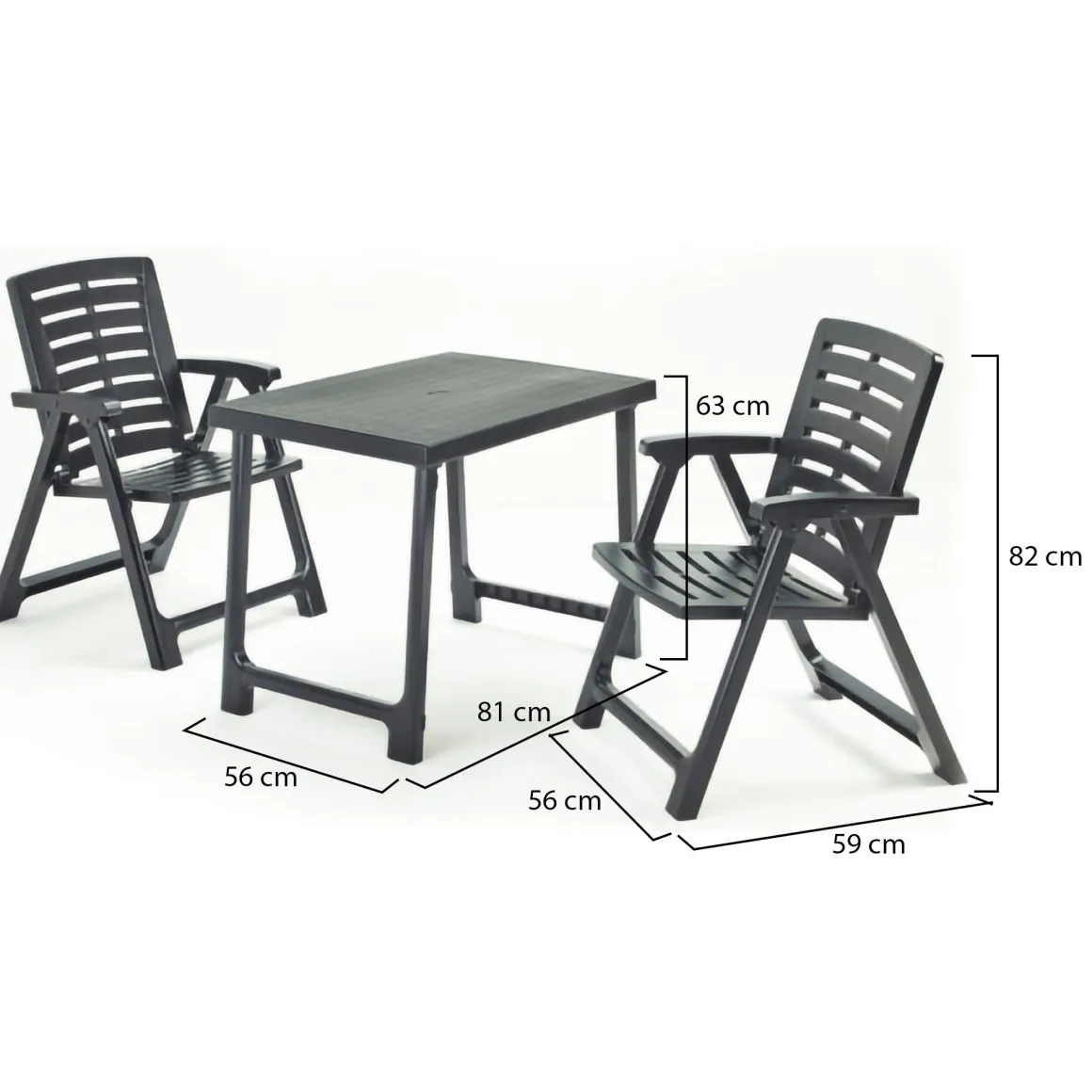 Set Da Esterno > Dmora Set Salotto da Esterno 4 Posti Tavolo Tavolo Allungabile, Finitura Effetto Doghe Made in Italy - Masisa Nero Antracite