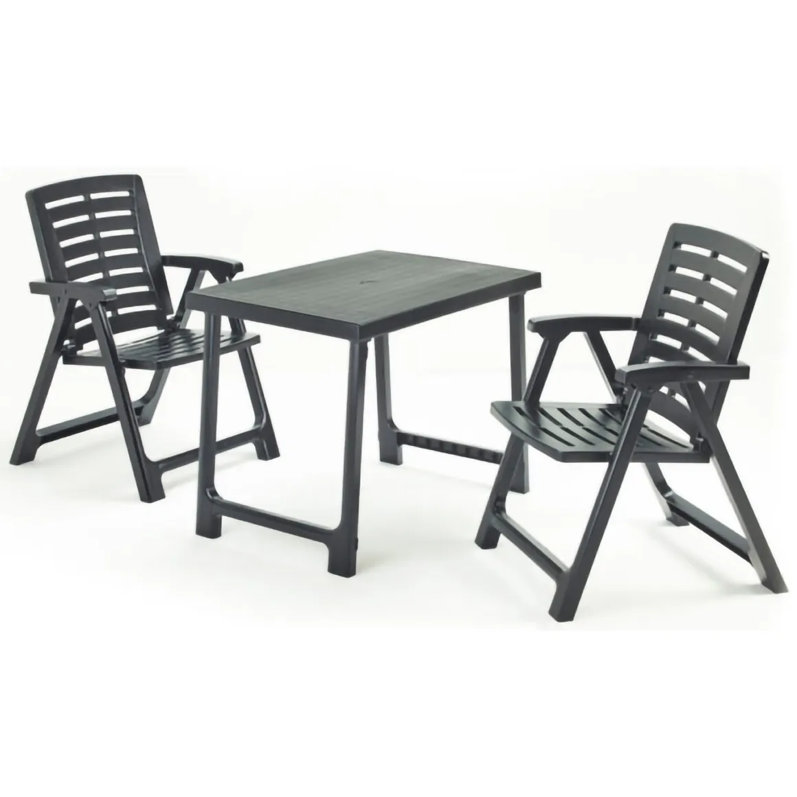 Set Da Esterno > Dmora Set Salotto da Esterno 4 Posti Tavolo Tavolo Allungabile, Finitura Effetto Doghe Made in Italy - Masisa Nero Antracite
