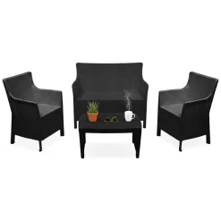 Set Salotto da Esterno Nero Antracite 4 Posti un Tavolino, Made in Italy - Lasca