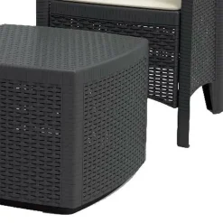 Set Salotto da Esterno Nero Antracite Nero Antracite 6 Posti 2 Tavolini, Impermeabile Idrorepellente Made in Italy - Dervio