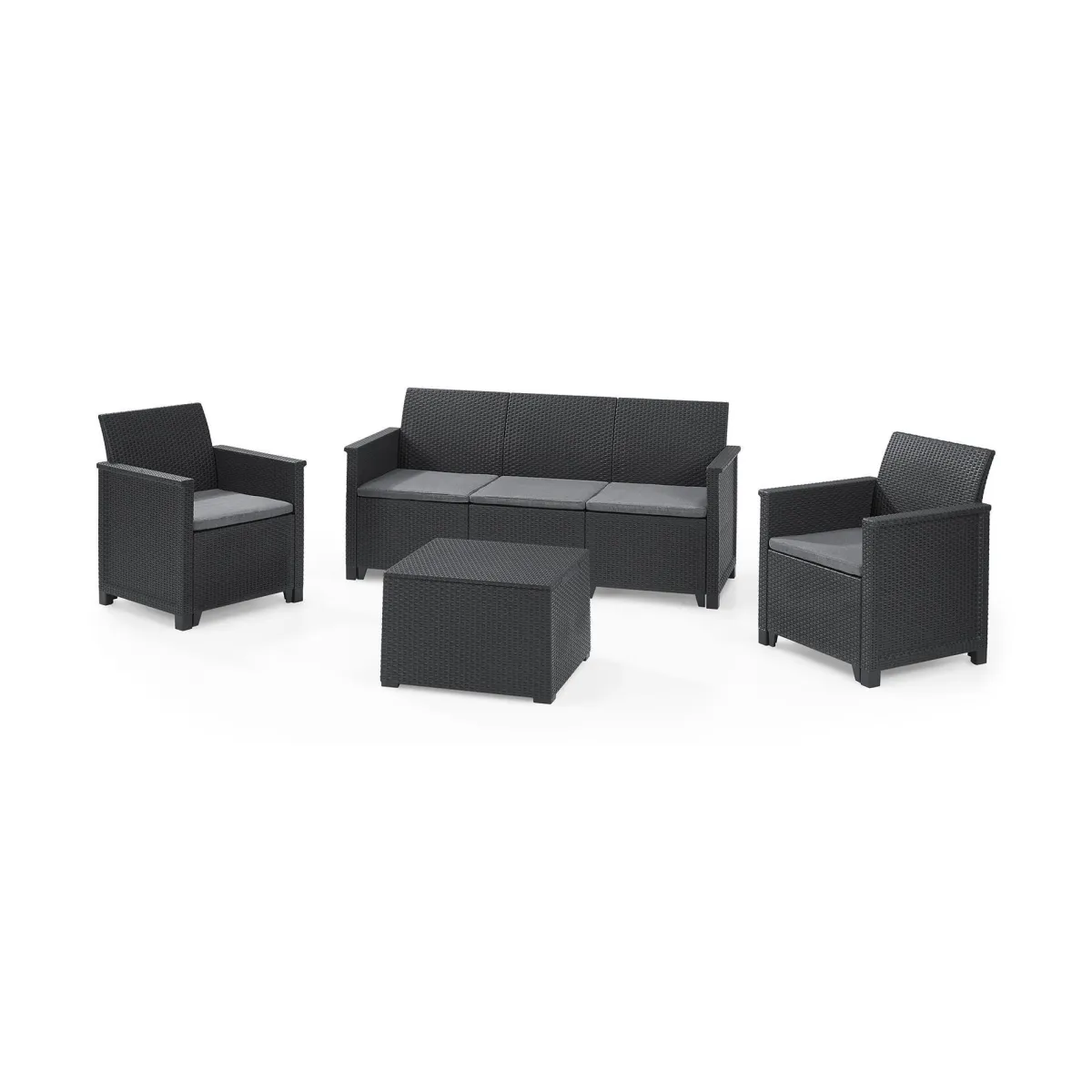Set Da Esterno|Salotti Da Giardino > Dmora Set salotto da esterno Orillia, Antracite, Sofà 3 posti Nero Antracite
