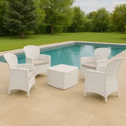 Set Da Esterno|Salotti Da Giardino > Dmora Set salotto da esterno Sulzano, Made in Italy, Bianco