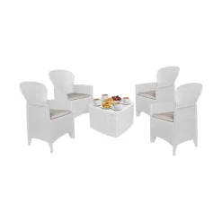 Set Da Esterno|Salotti Da Giardino > Dmora Set salotto da esterno Sulzano, Made in Italy, Bianco