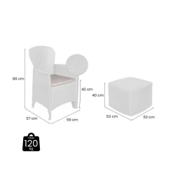 Set Da Esterno|Salotti Da Giardino > Dmora Set salotto da esterno Sulzano, Made in Italy, Bianco