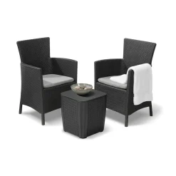 Set Da Esterno|Salotti Da Giardino > Dmora Set salotto da esterno Viking, 62x60 h89 cm, Antracite Nero Antracite