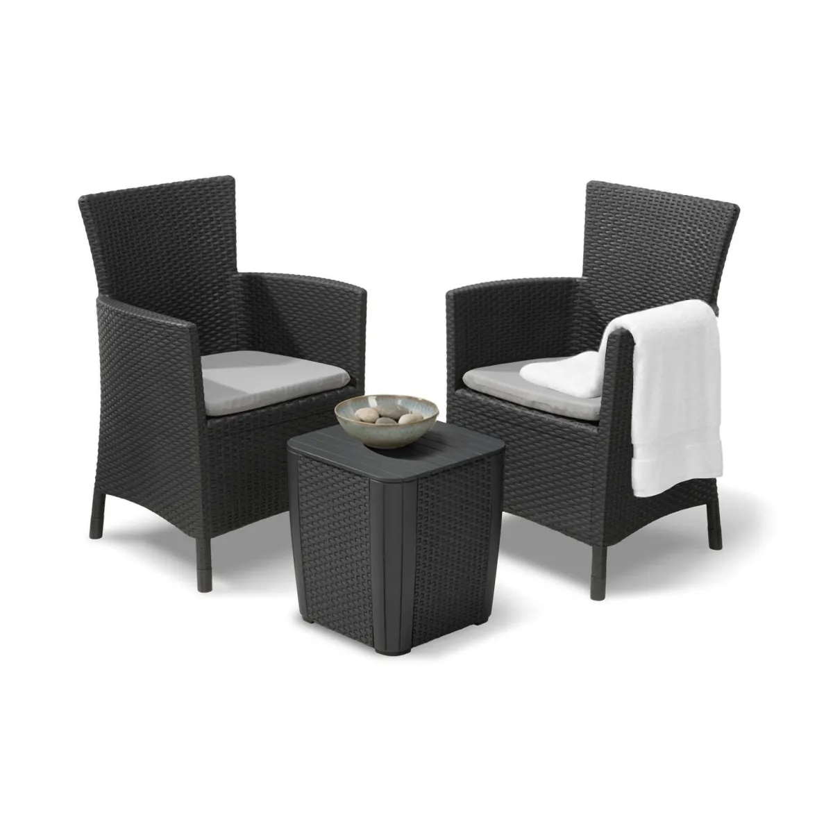 Set Da Esterno|Salotti Da Giardino > Dmora Set salotto da esterno Viking, 62x60 h89 cm, Antracite Nero Antracite