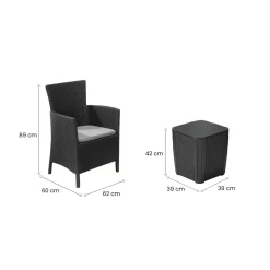 Set Da Esterno|Salotti Da Giardino > Dmora Set salotto da esterno Viking, 62x60 h89 cm, Antracite Nero Antracite