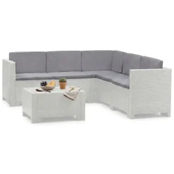 Set Da Esterno|Salotti Da Giardino > Dmora Set salotto esterno divano - Camerota Bianco