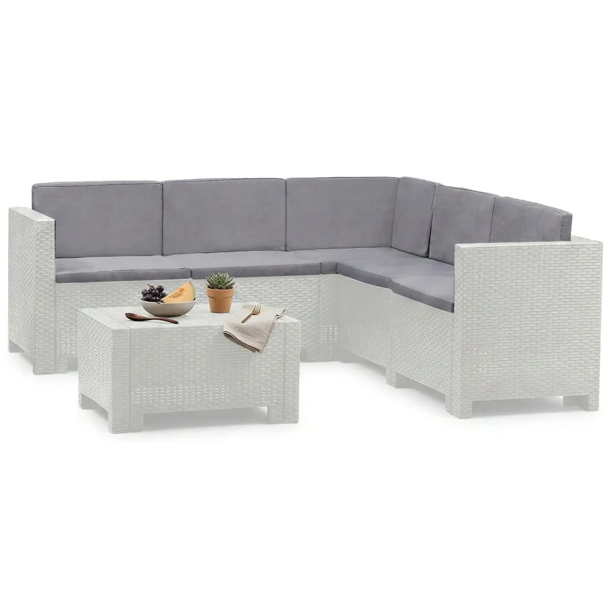 Set Da Esterno|Salotti Da Giardino > Dmora Set salotto esterno divano - Camerota Bianco