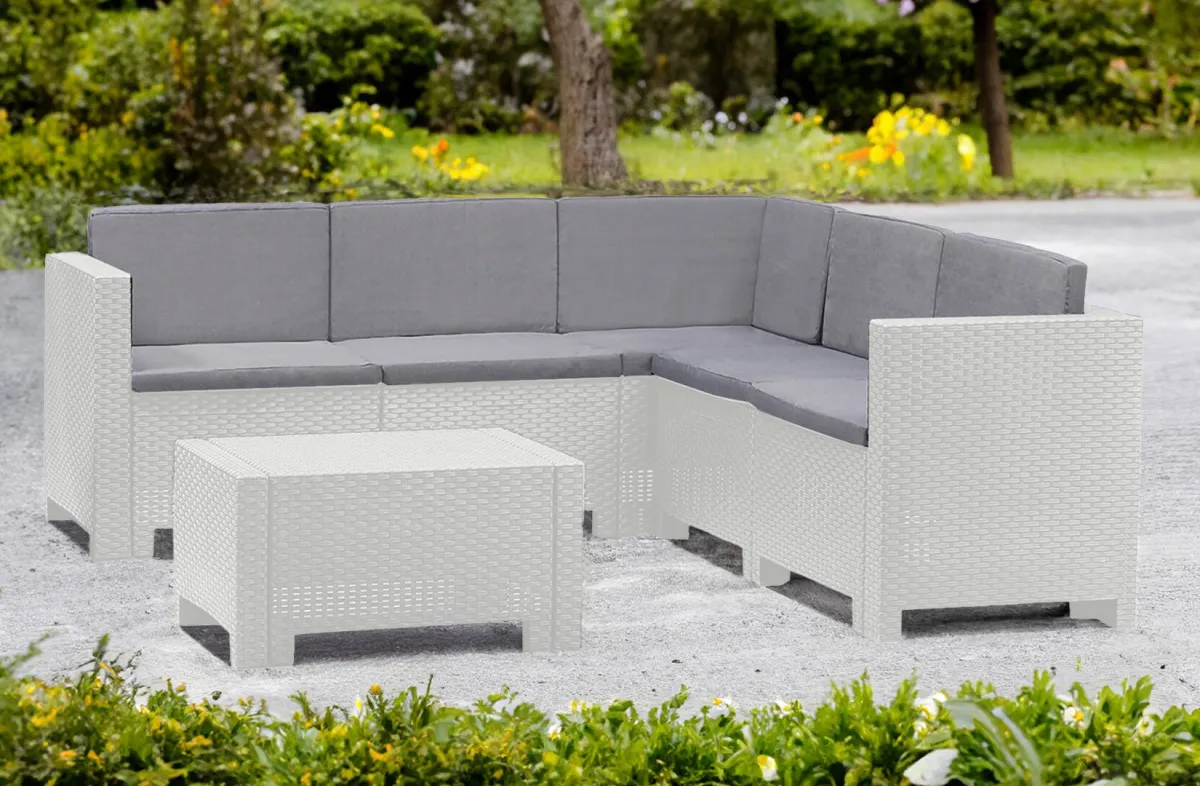 Set Da Esterno|Salotti Da Giardino > Dmora Set salotto esterno divano - Camerota Bianco