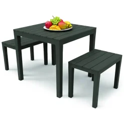 Set salotto esterno 2 panchette e 1 tavolo antracite - Alambico