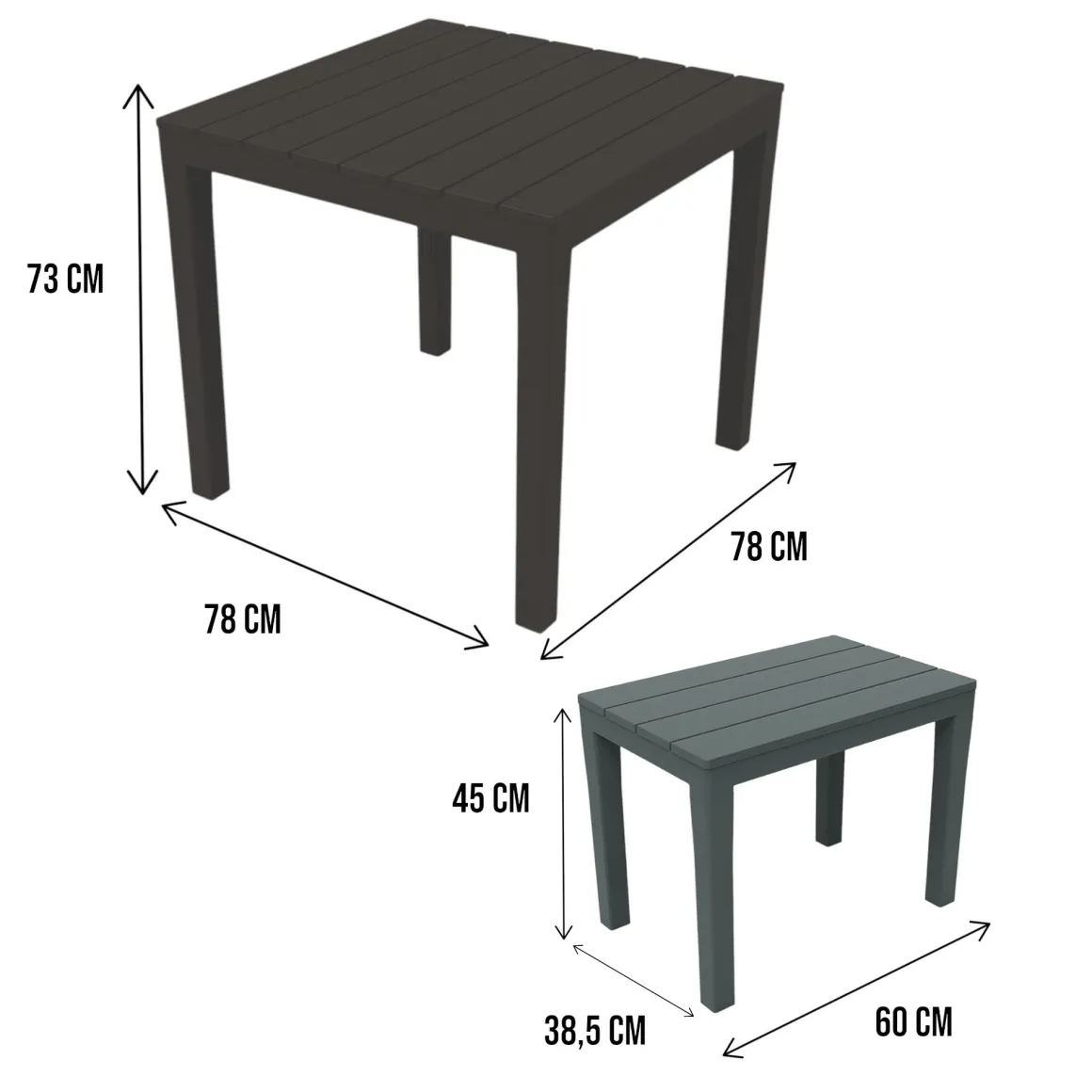 Set salotto esterno 2 panchette e 1 tavolo antracite - Alambico