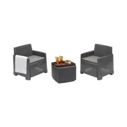 Set Da Esterno|Outdoor > Dmora Set salotto esterno 2 poltroncine e 1 tavolino contenitore antracite - Ari Nero Antracite