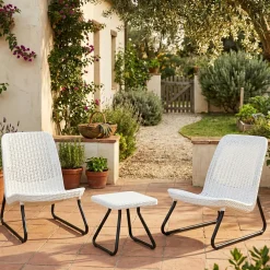 Set salotto esterno 2 poltrone 1 tavolino bianco - Canmore