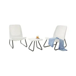 Set salotto esterno 2 poltrone 1 tavolino bianco - Canmore