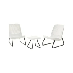 Set salotto esterno 2 poltrone 1 tavolino bianco - Canmore