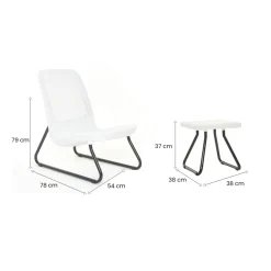 Set Da Esterno|Salotti Da Giardino > Dmora Set salotto esterno 2 poltrone con cuscini e 1 tavolino contenitore antracite - Granby Nero Antracite