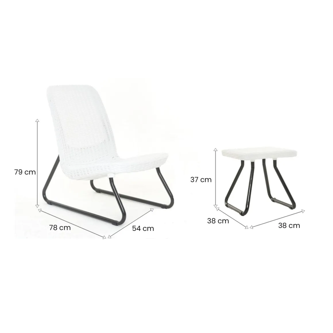 Set Da Esterno|Salotti Da Giardino > Dmora Set salotto esterno 2 poltrone con cuscini e 1 tavolino contenitore antracite - Granby Nero Antracite