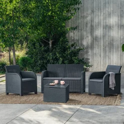 Set salotto esterno 2 poltrone e 1 divano antracite - Barrhead
