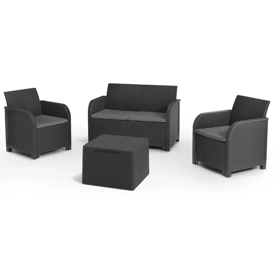 Set salotto esterno 2 poltrone e 1 divano antracite - Barrhead