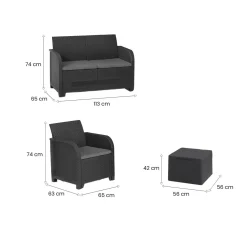 Set salotto esterno 2 poltrone e 1 divano antracite - Barrhead