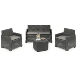 Set Da Esterno|Outdoor > Dmora Set salotto esterno 4 poltrone e 1 divano antracite - Amer Nero Antracite