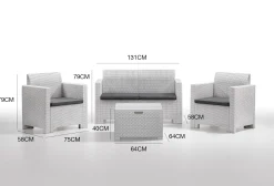 Set salotto esterno poltrone e divano con tavolino contenitore bianco - Gazania