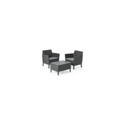 Set Da Esterno|Salotti Da Giardino > Dmora Set salotto esterno 2 posti e 1 tavolino contenitore antracite - Granby Nero Antracite