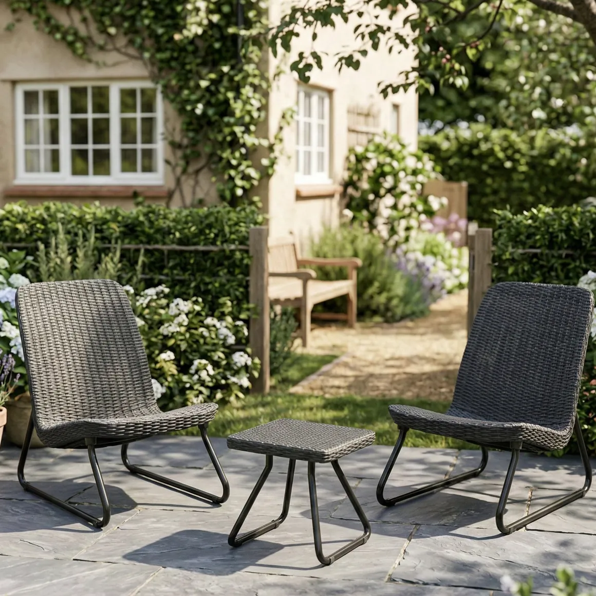 Salotti Da Giardino > Dmora Set salotto esterno 2 posti e 1 tavolo - Camini Bianco