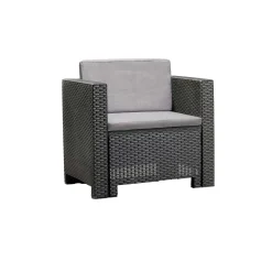 Set salotto esterno 2 posti e 1 tavolo effetto rattan antracite - Camini