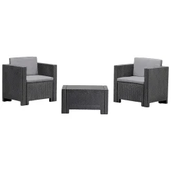 Set salotto esterno 2 posti e 1 tavolo effetto rattan antracite - Camini