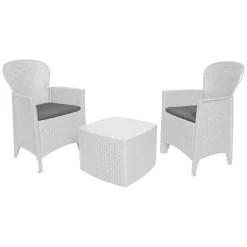 Set Da Esterno|Outdoor > Dmora Set salotto esterno 2 posti e 1 tavolo effetto rattan - Anny Bianco